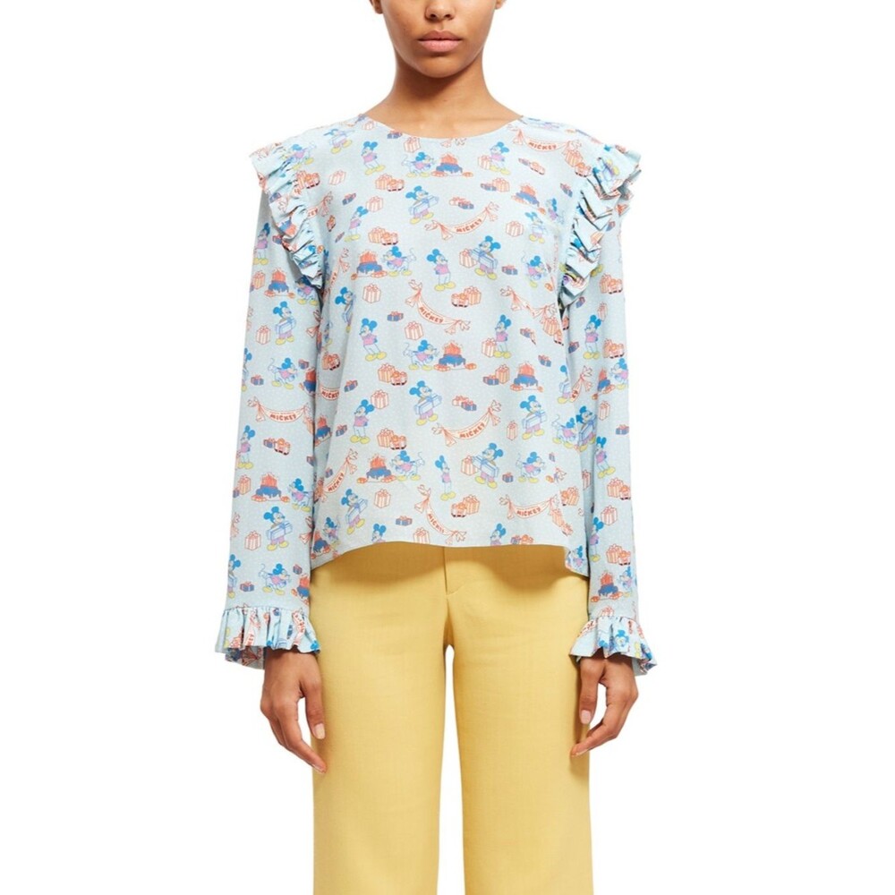 Disney x Opening Ceremony 2018 Mickey Mouse Printed Ruffle Blouse - Rare!